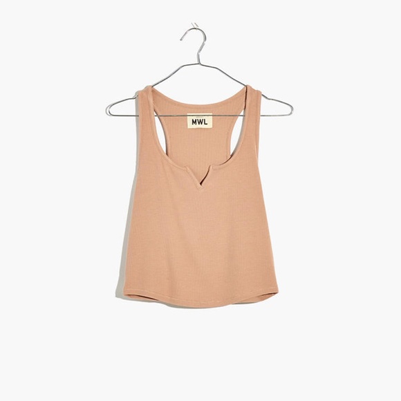 Madewell Tops - Madewell MWL Ribbed Split-Neck Crop Tank